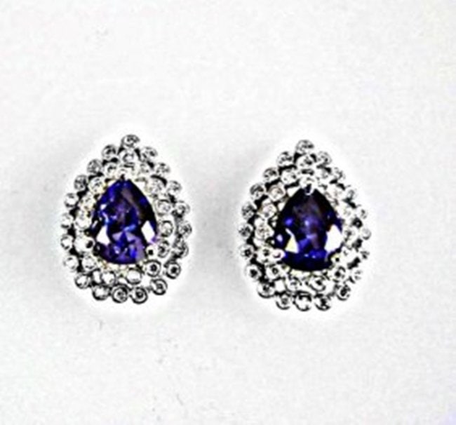 Creation Diamond/Tanzanit Earrings 3.29 CT 18k W/G Over (1 of 1)