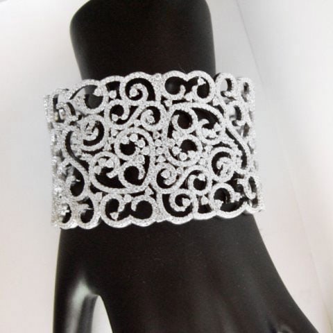 Creation Diamond Clips Bangle 9.87Ct 18k W/g Overlay (1 of 8)