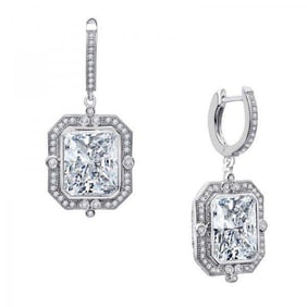 Creation, Diamond Daingle Earrings 18k W/g Over 925