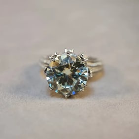 Women’s Moissanite Ring 10.60 Carat 18k W/G Overlay 925