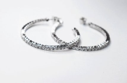 Hoop Earrings Creation, Diamond 3.25Carat 18k W/G Overlay 92