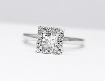 Princess Cut diamond Ring .66 Ct 14k W/G