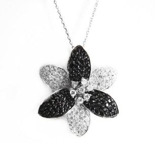 Creation Diamond W-B Pendant 3.99Ct 18k W/g Overlay