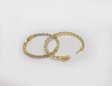 Creation, Diamond Hoop Earrings 18k Y/G Overlay