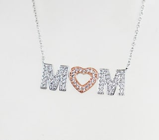 Letter Mom Necklace Creation; Diamond 1.00 CT 18 K W/g Overlays