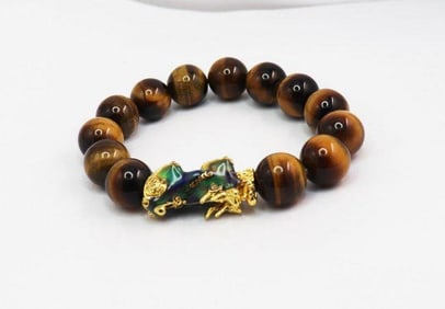 Natural Tiger Eyes /Dragon Figure Bead Bracelet