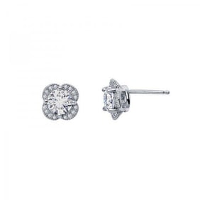 Creation Diamond Earrings Flower 2.32Ct 18k W/g Overlay