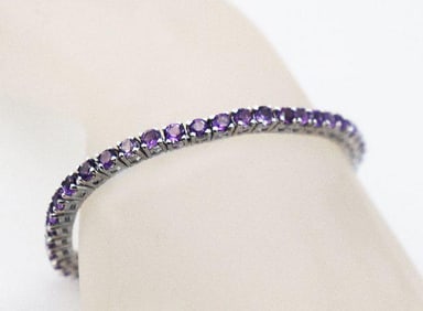 Amethyst Bracelet  16.52 CT 18K W/g Overlay