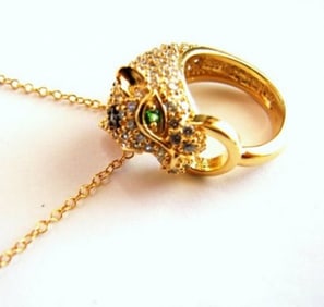 Pendant Creation Dia& Green Garnet 2.25Ct 18k Y/g Over