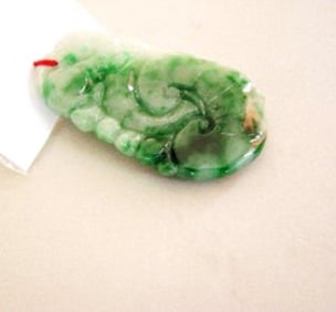 Natural Carved Dragon Jade & Ruyi Pendant Grade:A