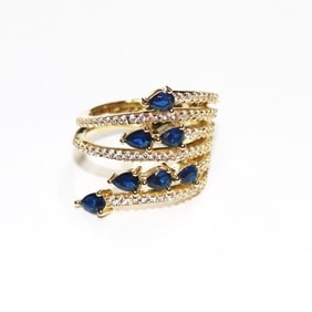 Creation Daimond Sapphire Ring 3.15Ct 18k W/g Overlay