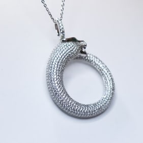 Pendant Creation Dia& Green Garnet 5.98Ct 18k W/g Overlay