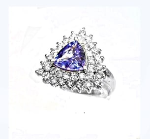 Anniversary Tanzanite Diamond Ring 4.08Ct 14k W/g