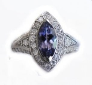 Tanzanite Ring  2.10CT Diamond:1.15 CT 14k W/G