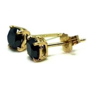 Black Diamond Stud Earrings 1.82Ct 14k Y/g