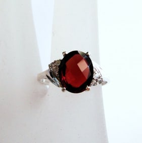Anniversary Ring Natural Diamond Garnet 3.07Ct 14k W/g