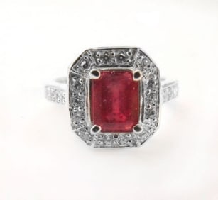 Natural Ruby: 2.14CT Diamond: .22 CT Ring W/G