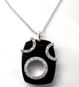Onyx Diamond Creation Pendant 15.50Ct 18k W/g over