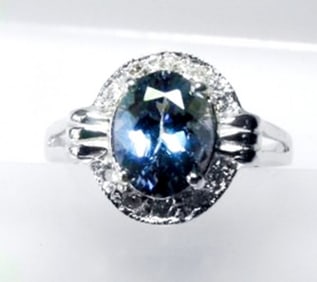 Natural Tanzanite & Diamond Ring 2.03Ct 14k W/g