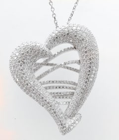 Creation Diamond Heart Pendant 4.80Ct 18k W/g Overlay