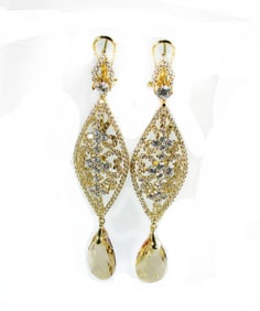 Creation Citrine/Diamond Earrings 9.91 Ct 18 KY/G