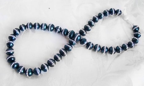 Necklace Culture Pearl/Crystal /925 Silver Ball Clasp