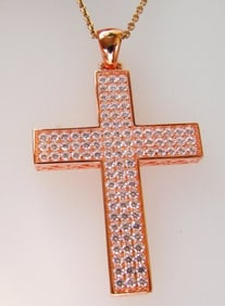 Cross Pendant Dia:Creation 2.48Ct 18k R/g Over