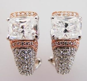Creation Diamonds Earring 4.30ct 18k W-R/g Over