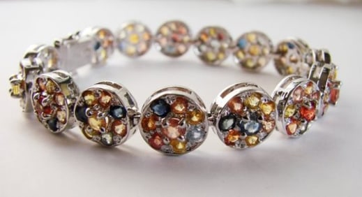 Natural Multi Sapphire Bracelet 16.95CT 18k W/g