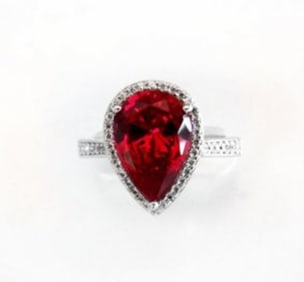 Creation Daimond Ruby Ring 7.16Ct 18k W/g Overlay