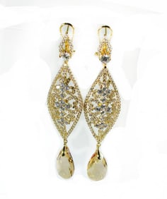 Creation Citrine/Diamond Earrings 9.91Ct 18K Y/G