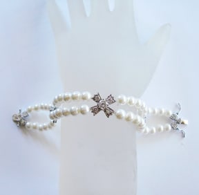 Bracelet Pearl Diamond Creation 4.65Ct 18k W/g Overlay