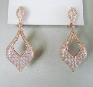 Creation Diamond Earrings 6.17Ct 18k R/g Overlay