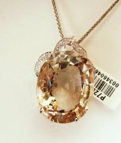 Smoky Topaz Pendant 23.55CT W/G Overlay