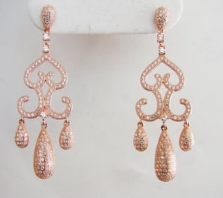 Creation Diamomd Earring 2.00Ct 18k R/g Overlay