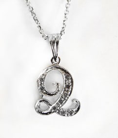 Initial Pendant 'Q' Diamond .09Ct 14k W/g