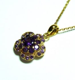 Natural Amethyst Pendant 1.98Ct 18k Y/g Overlay