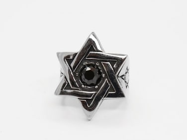 Man's Star David Stainless Steel/Creation Black Diamond 1.10 CT