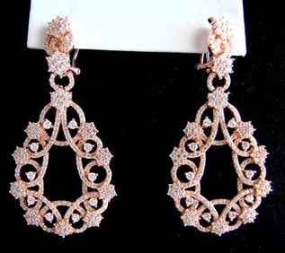 Creation Diamond Chandeliers Ear 5.14Ct 18k R/g Overlay