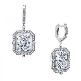 Creation, Diamond Daingle Earrings 18k W/g Over 925