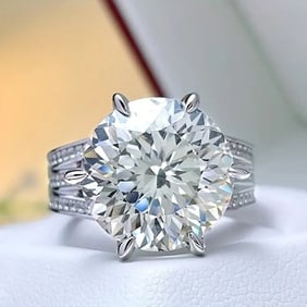 Moissanite Ring 10.45 Carat 18k W/G Overlay 925