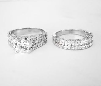 Diamond Wedding Ring 3.65Ct 14k White Gold Sz-7