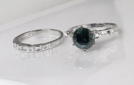 Natural Diamond Moissanite Wedding Ring 2.12Ct 18k W/g