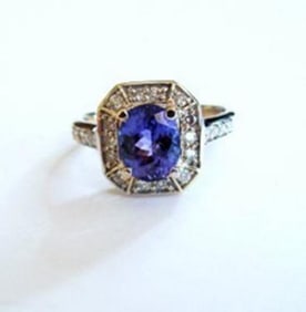 NatureTanzanite & Diamond Ring 4.87Ct 14k Y/g