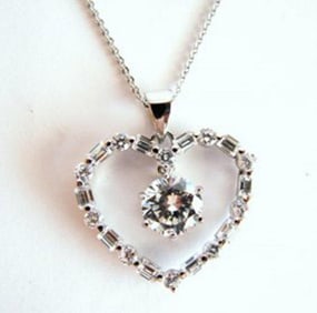 Creation Diamond Heart Pendant 3.75Ct 18k W/g Overlay