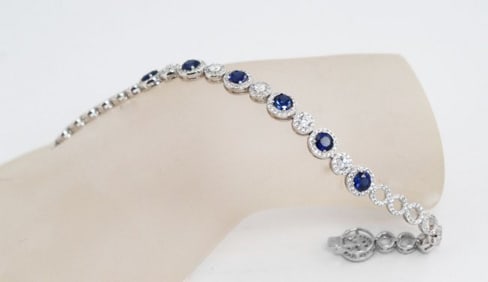 Creation Diamond/Blue Snappier bracelet 18k W/G Over