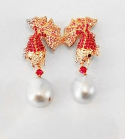 Baroque South Sea Pearl Earrings 18K Rose Gold Overlay