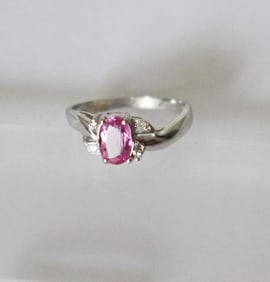 Anniversary Pink Sapphire  Diamond Ring 1.27Ct 14k W/g