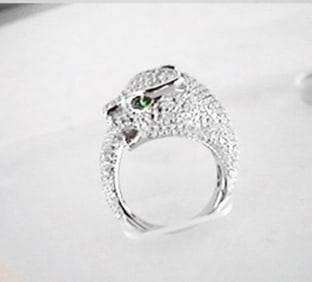 Creation Diamond Juguar Ring 3.65Ct18k W/G Overaly