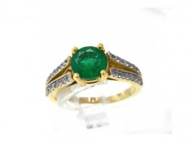Emerald Ring 1.22Ct & Diamond .34Ct 14k Y/g